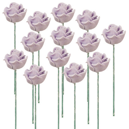 Dollhouse Miniature Rose Stems-Lavender/Set Of 12